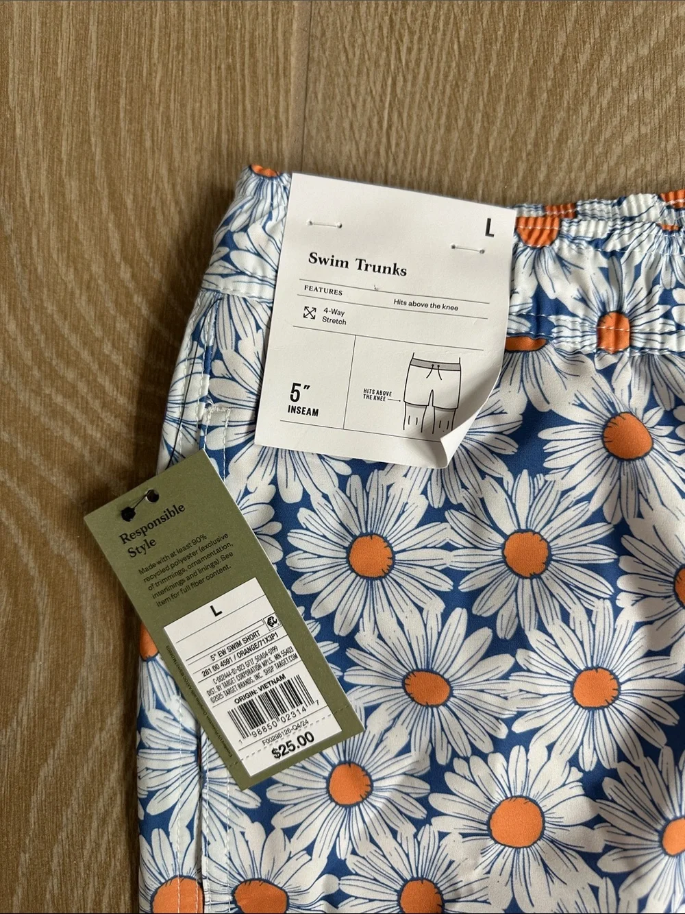 Goodfellow Daisy Print Swim Trunks NWT